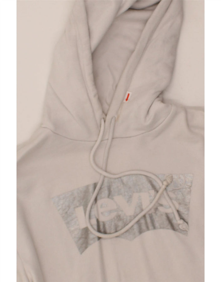 LEVI'S Mens Graphic Hoodie Jumper Small White Cotton Vintage Levi's and Second-Hand Levi's from Messina Hembry 