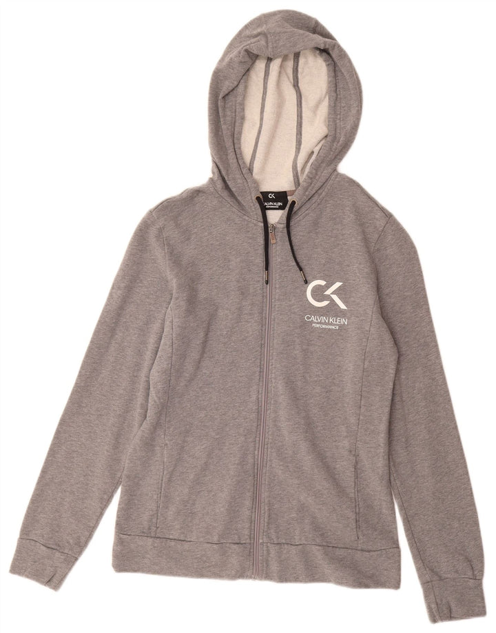 Damski sweter CALVIN KLEIN z kapturem i zamkiem błyskawicznym, UK 12, średni szary