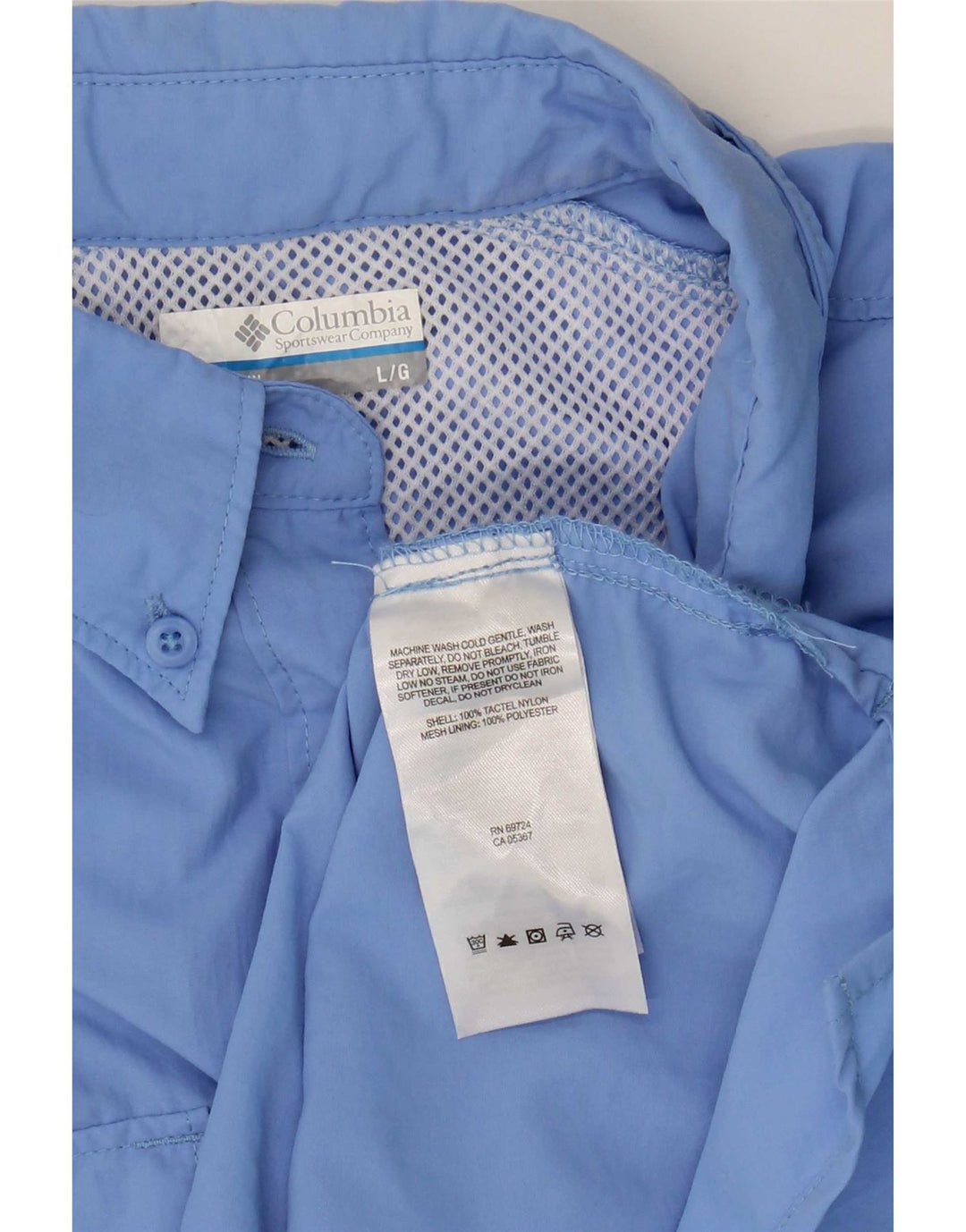 Columbia Womens Short Sleeve Overshirt Shirt Large Blue Nylon