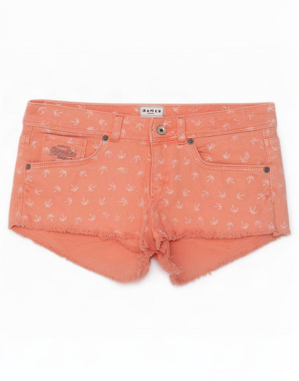 Pantaloncini di jeans hawaiani da donna Superdry W27 piccoli in cotone rosa
