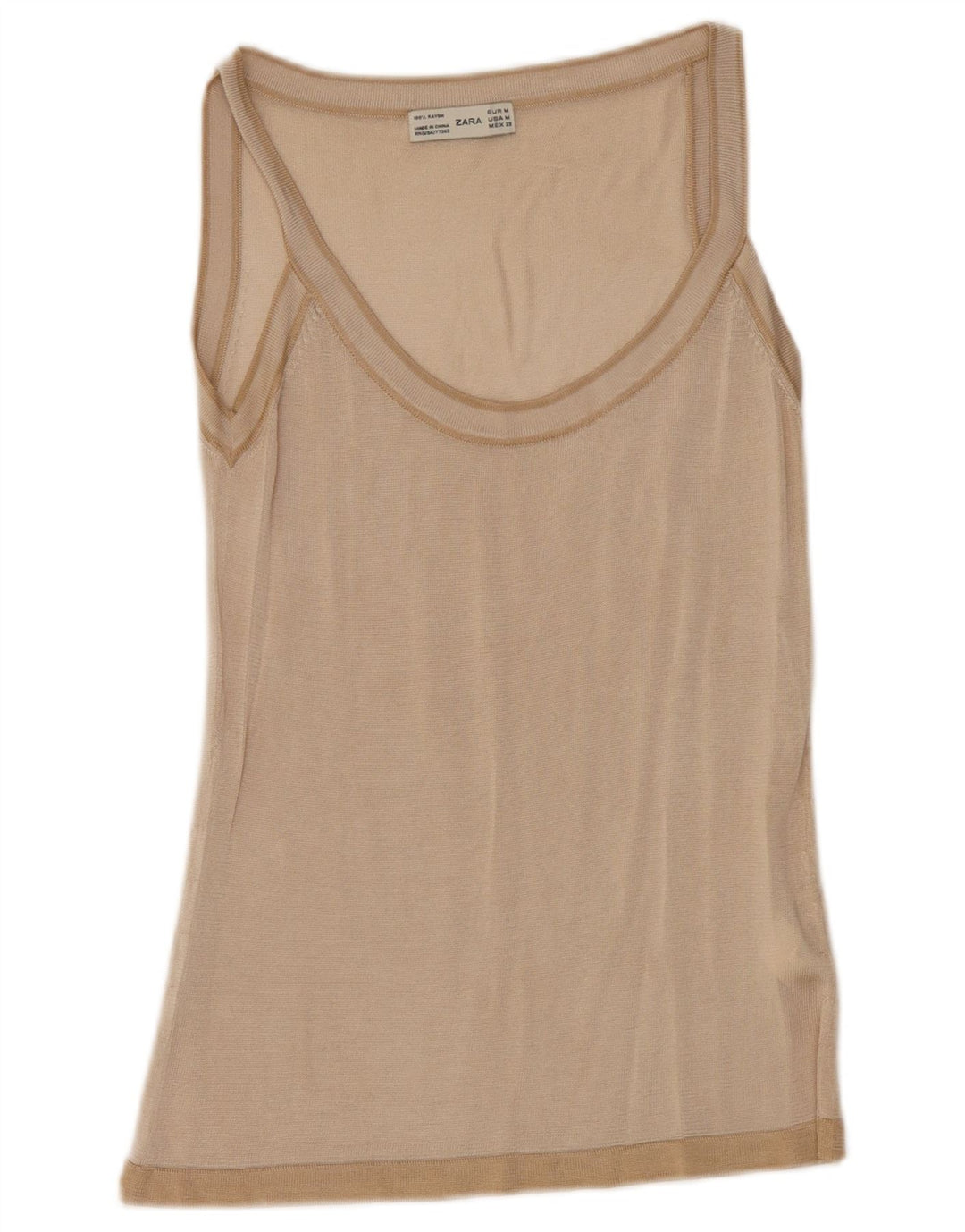 Zara Damen Weste Top UK 12 Mittelbeige Viskose