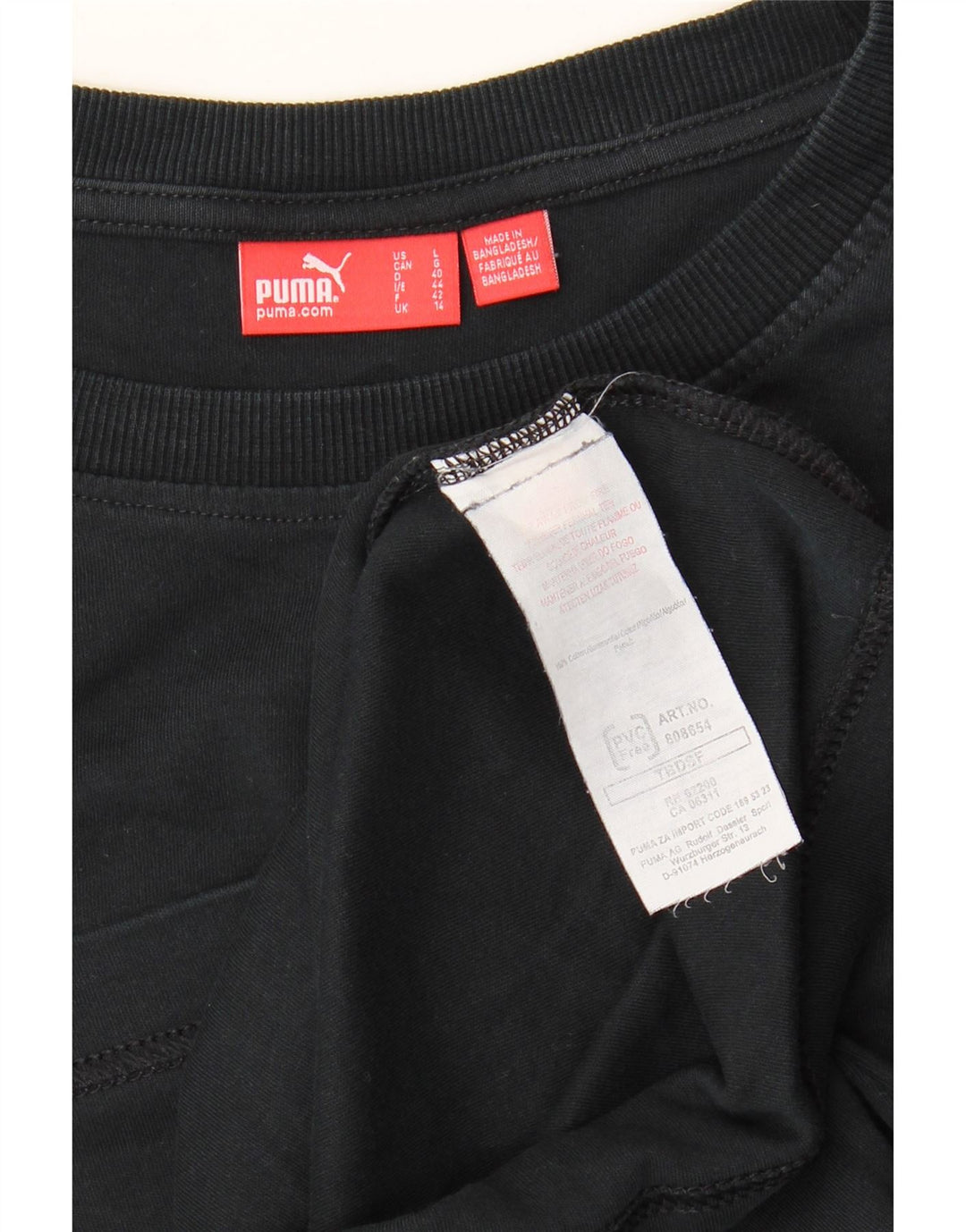Puma Womens T-Shirt Top UK 14 Medium Black Cotton