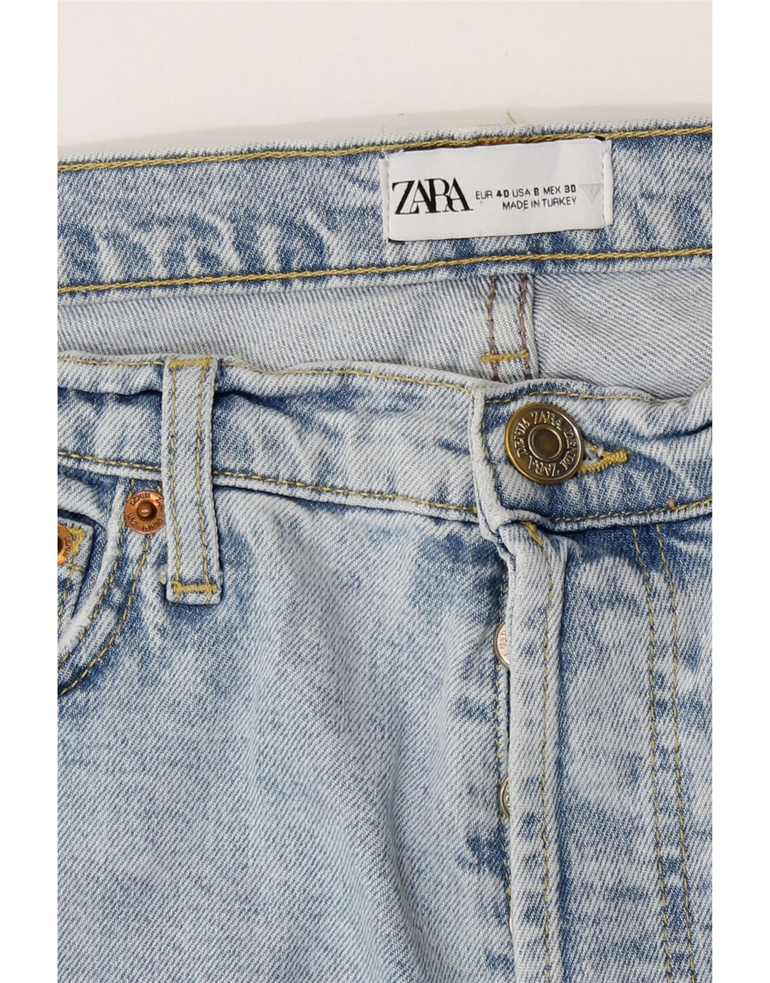 Zara Dame Straight Jeans EU 40 Medium W30 L26 Blå