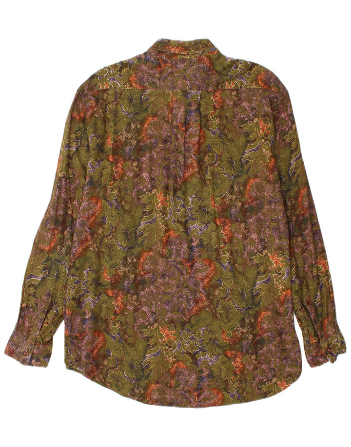 Vintage Mens Shirt Small Green Floral