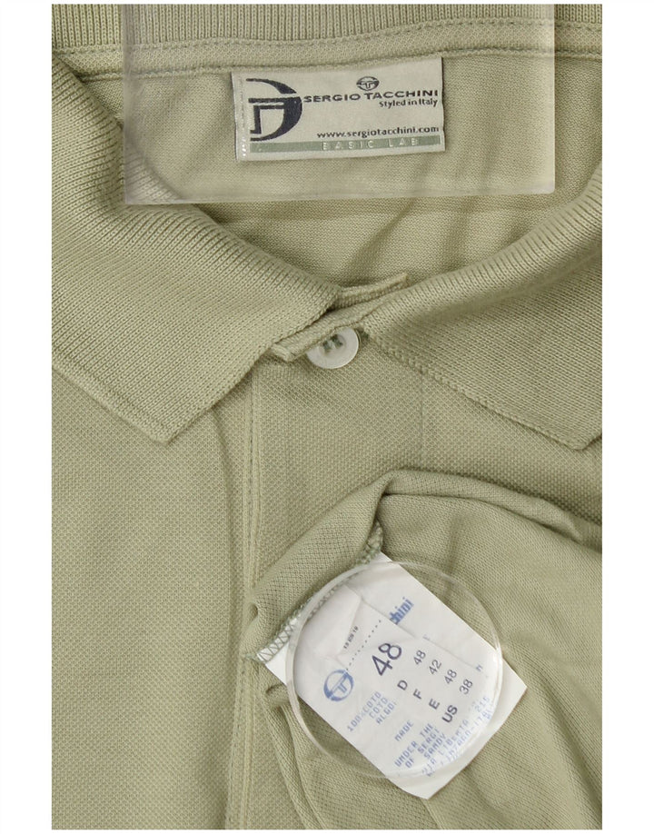 Sergio Tacchini Mens Polo Shirt IT 48 Medium Green Cotton