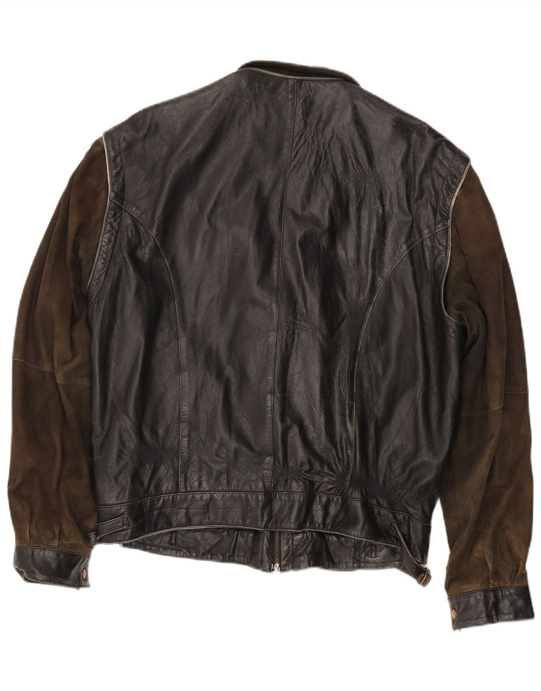 Vintage Mens Leather Jacket IT 56 3XL Black Colourblock Leather
