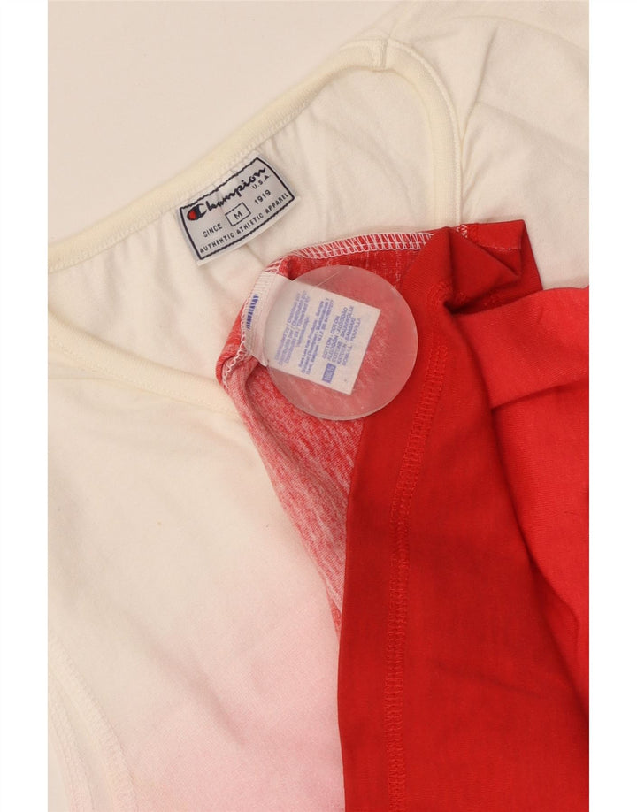 CHAMPION Womens Vest Top UK 12 Medium Red Colourblock Cotton