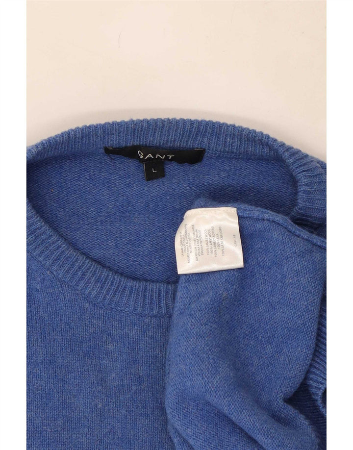 Gant Mens Crew Neck Jumper Sweater Large Blue Wool