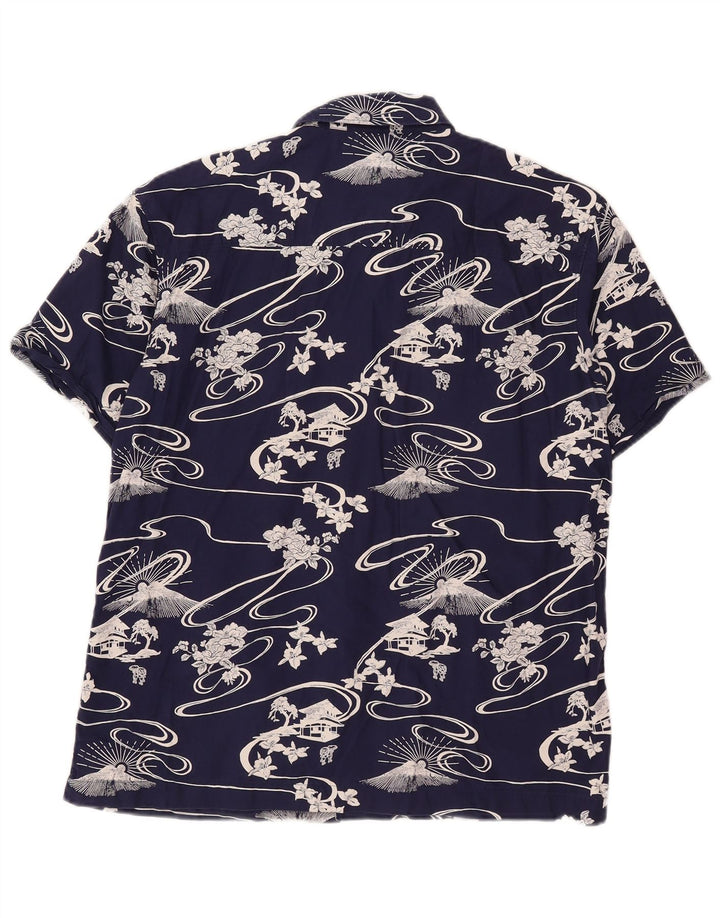Superdry Mens Graphic Short Sleeve Shirt Medium Navy Blue Cotton