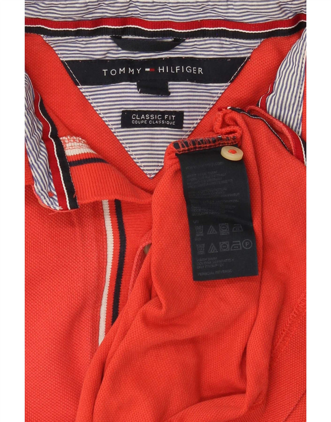 Tommy Hilfiger Mens Classic Fit Polo Shirt Medium Red Cotton