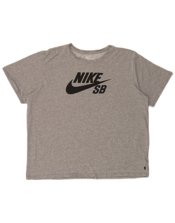 Nike Mens Athletic Cut Graphic T-Shirt Top 2XL Grey Flecked