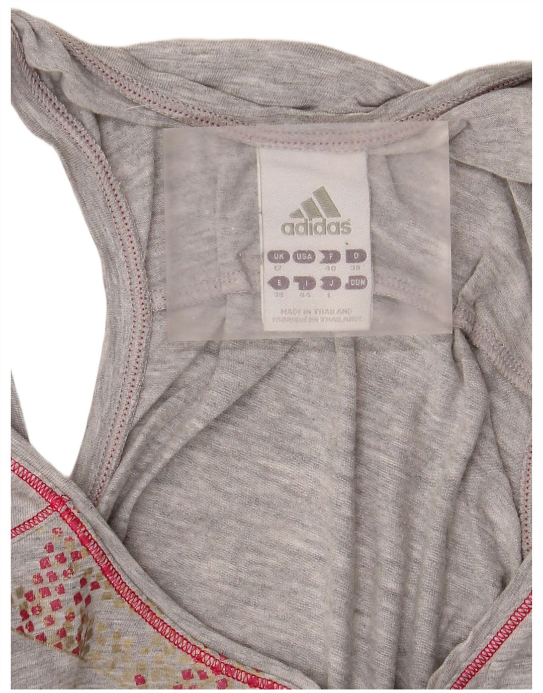 Adidas Womens Graphic Vest Top UK 12 Medium Grey Flecked