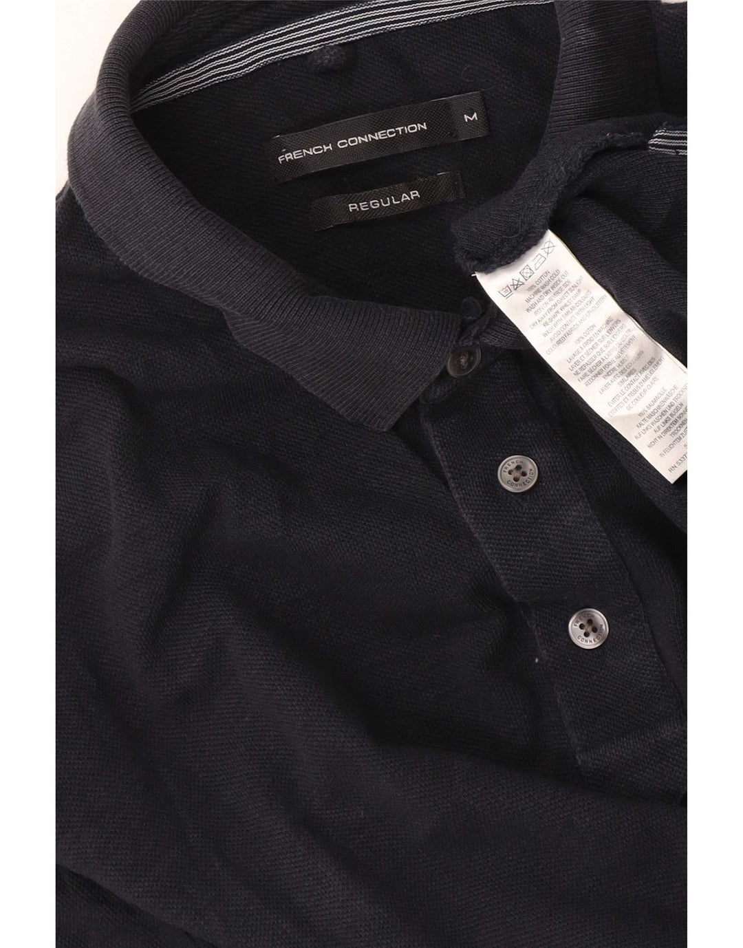 French Connection Mens Regular Polo Shirt Medium Navy Blue Cotton