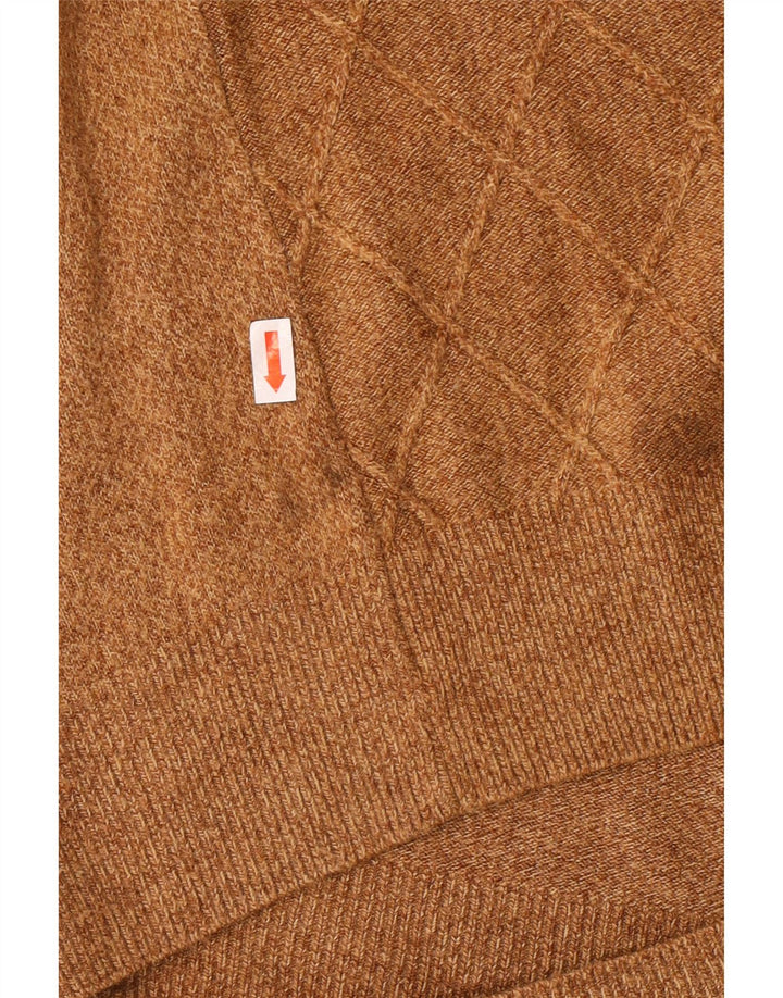 Dockers Mens Crew Neck Jumper Sweater Large Brown Argyle/Diamond Acrylic