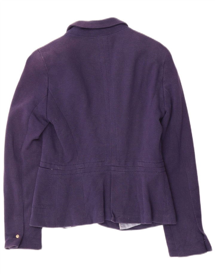 Zara Womens Crop 1-knap blazerjakke UK 12 Medium Navyblå Bomuld
