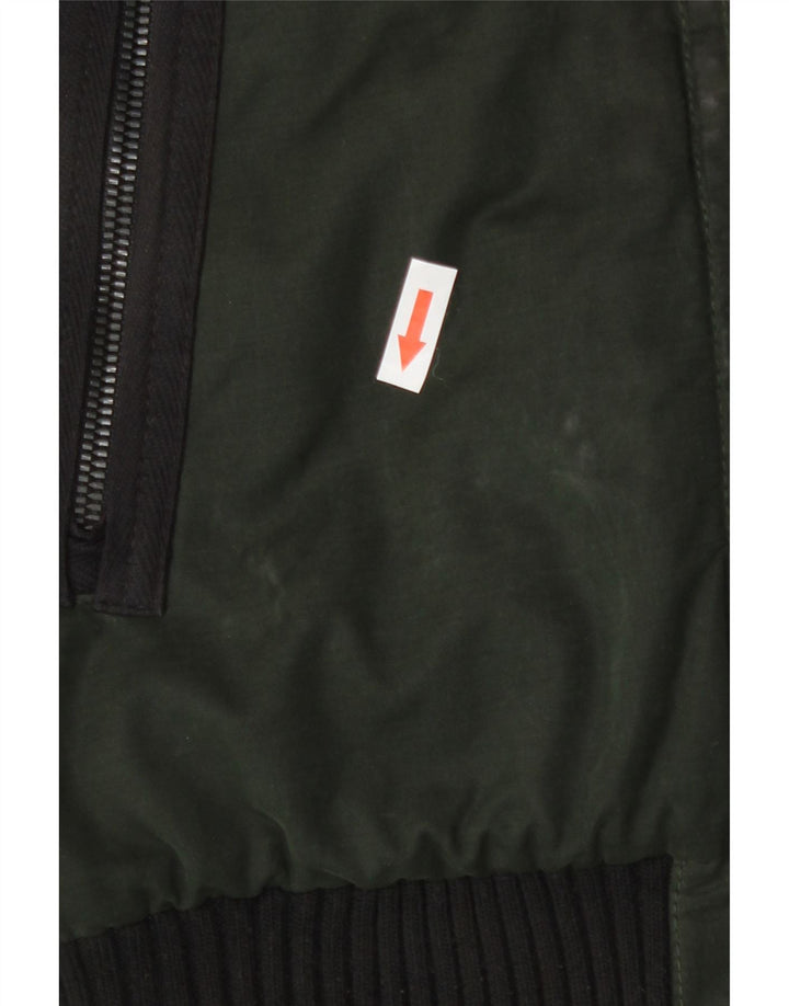 Superdry Mens Hooded Bomber Jacket UK 36 Small Green Colourblock Polyester