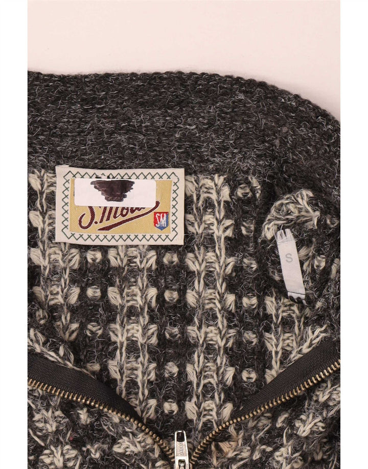 S.Moritz Mens Zip Neck Jumper Sweater Small Grey Striped