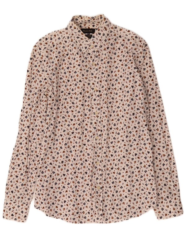 Camisa masculina Massimo Dutti de algodão floral branco médio