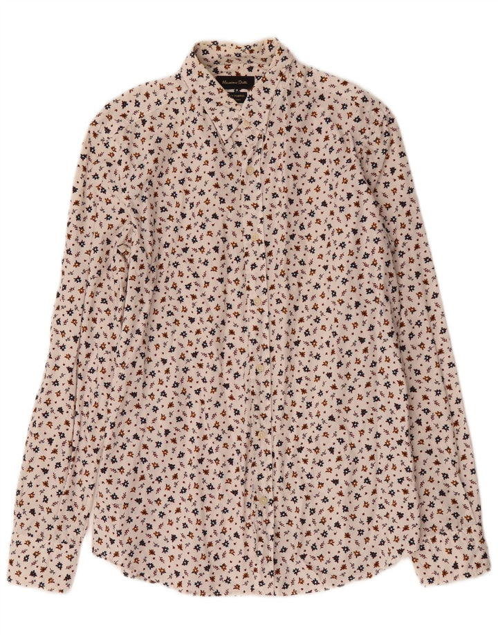 Camisa masculina Massimo Dutti de algodão floral branco médio