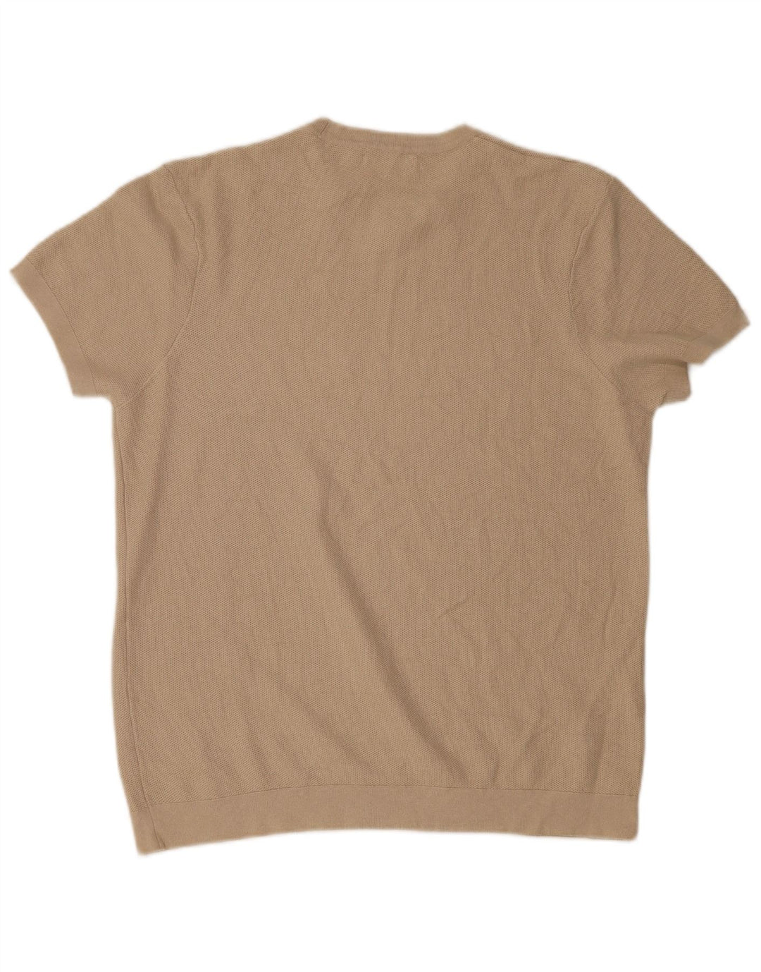 Zara Mens Short Sleeve Crew Neck Jumper Sweater Medium Beige