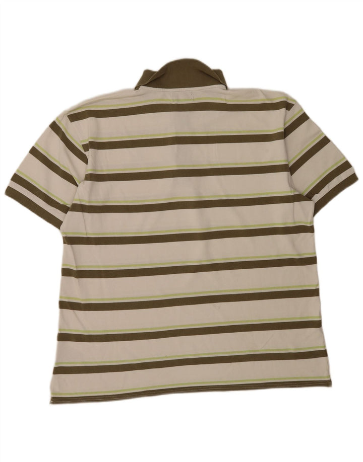 Kappa Mens Polo Shirt 3XL White Striped Cotton