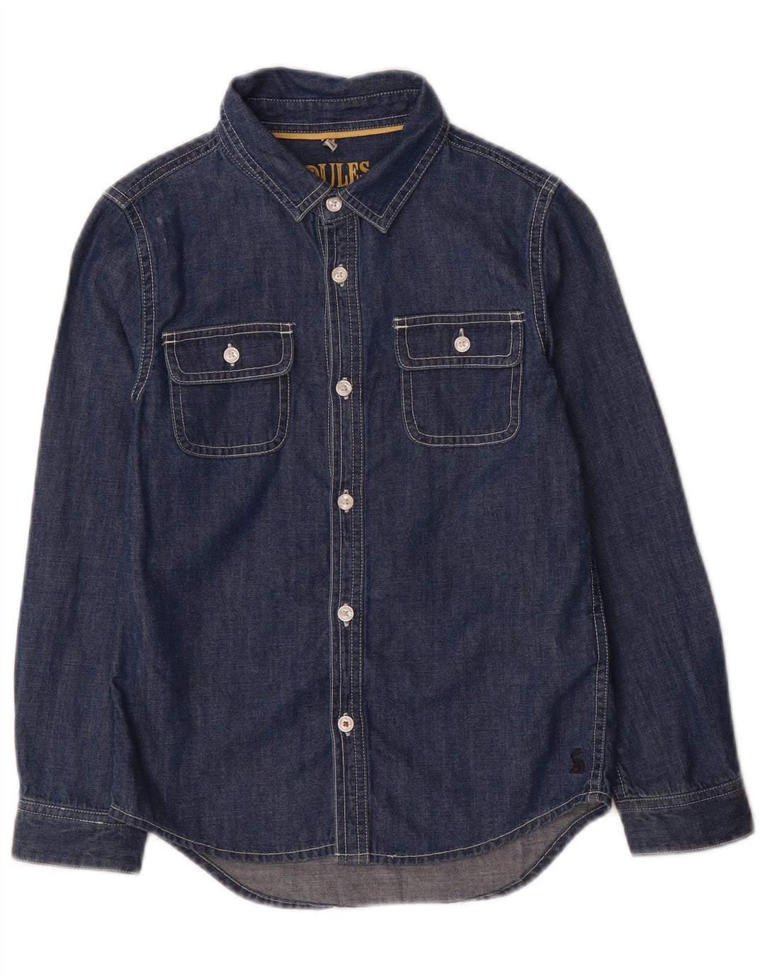 Joules Boys Denim Shirt 7-8 Years Navy Blue Cotton