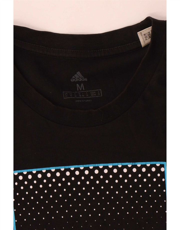 Adidas Mens Three Stripes Graphic T-Shirt Top Medium Black Cotton