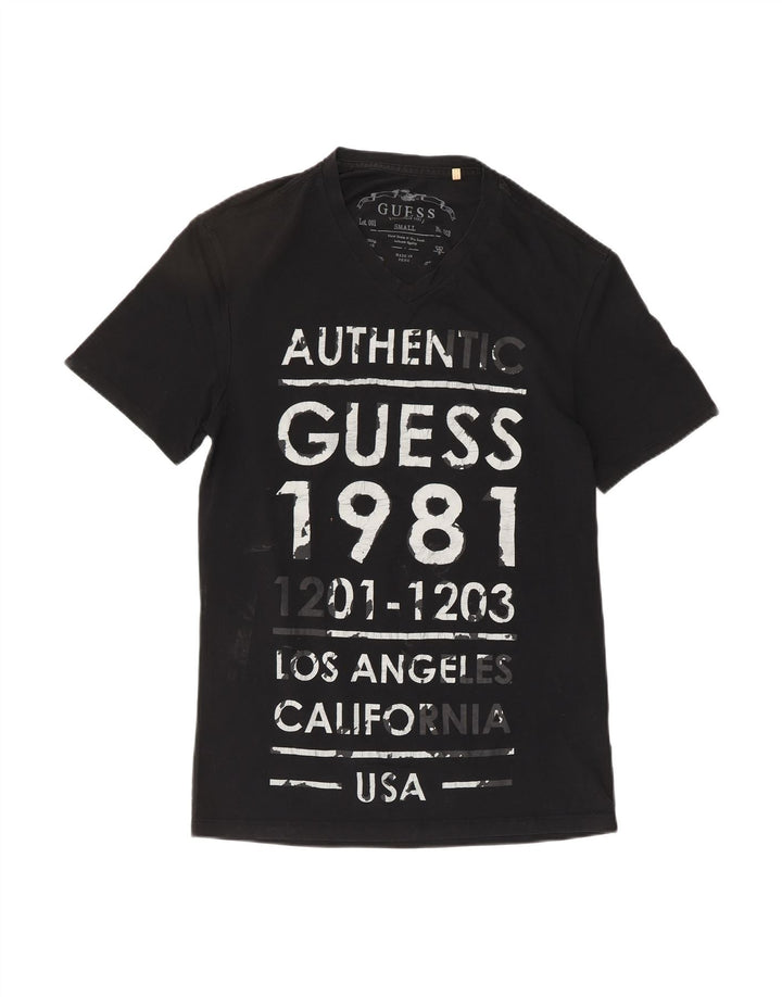 GUESS Mens Graphic T-Shirt Top Small Black Cotton