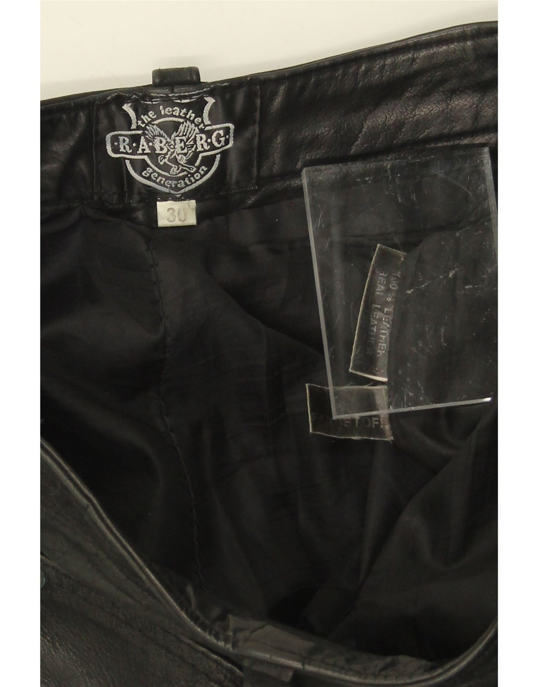 RABERG Womens Straight Leather Trousers W30 L32 Black Leather Vintage Raberg and Second-Hand Raberg from Messina Hembry 