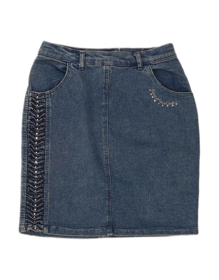 VINTAGE Womens Denim Skirt IT 44 Medium W28  Blue Cotton
