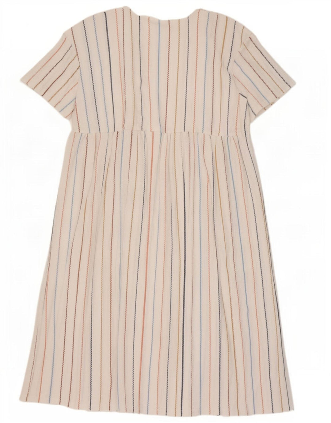 Vestido feminino Zara A-Line UK 16 grande poliéster listrado branco