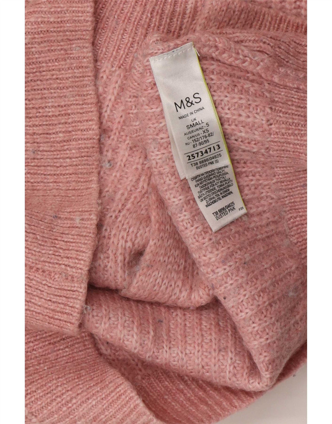Marks & Spencer Womens Oversized Cardigan Sweater UK 10 Small Pink Acrylic