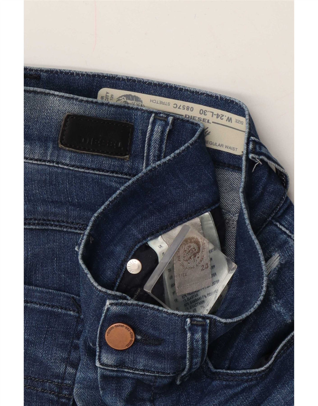 Diesel Damen Distressed Slim Jeans W24 L27 Blaue Baumwolle