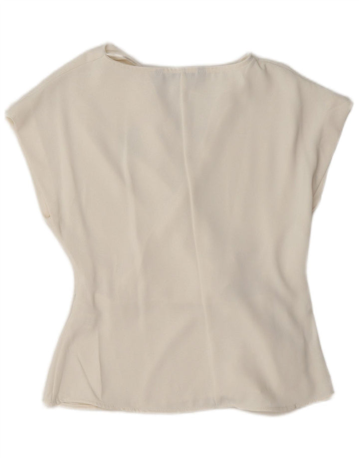 Zara Damen Bluse Top UK 10 Small Weiß Polyester