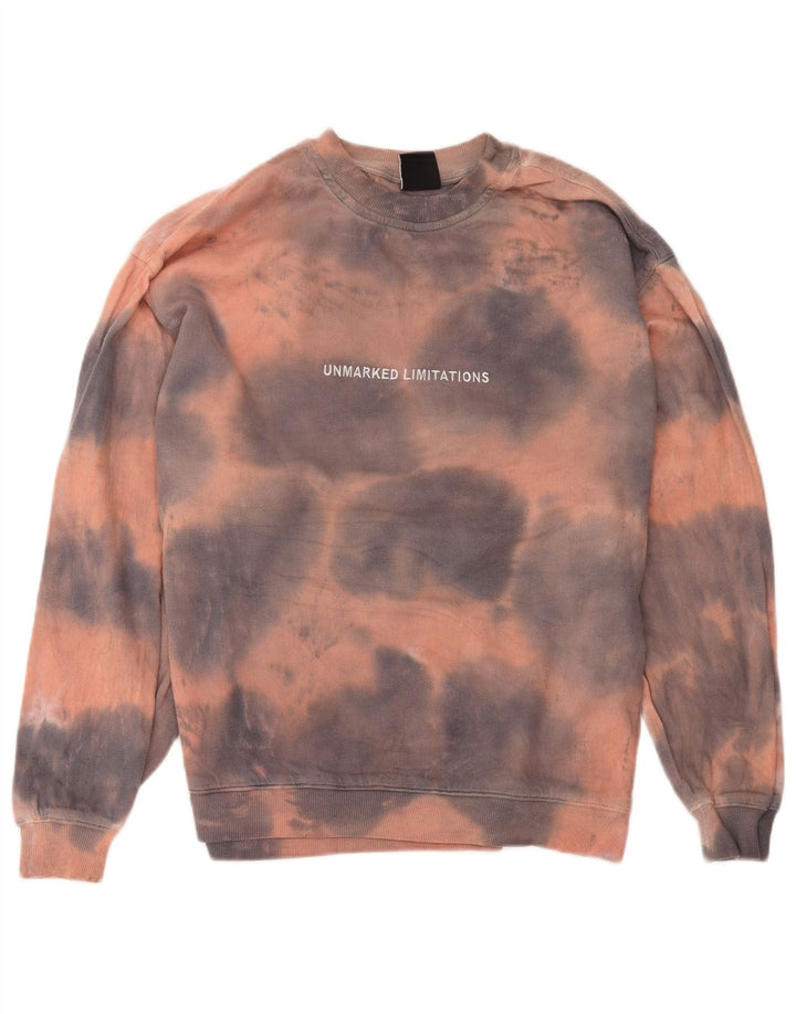 Zara Mens Graphic Loose Fit Sweatshirt Jumper Small Multicoloured Tie Dye
