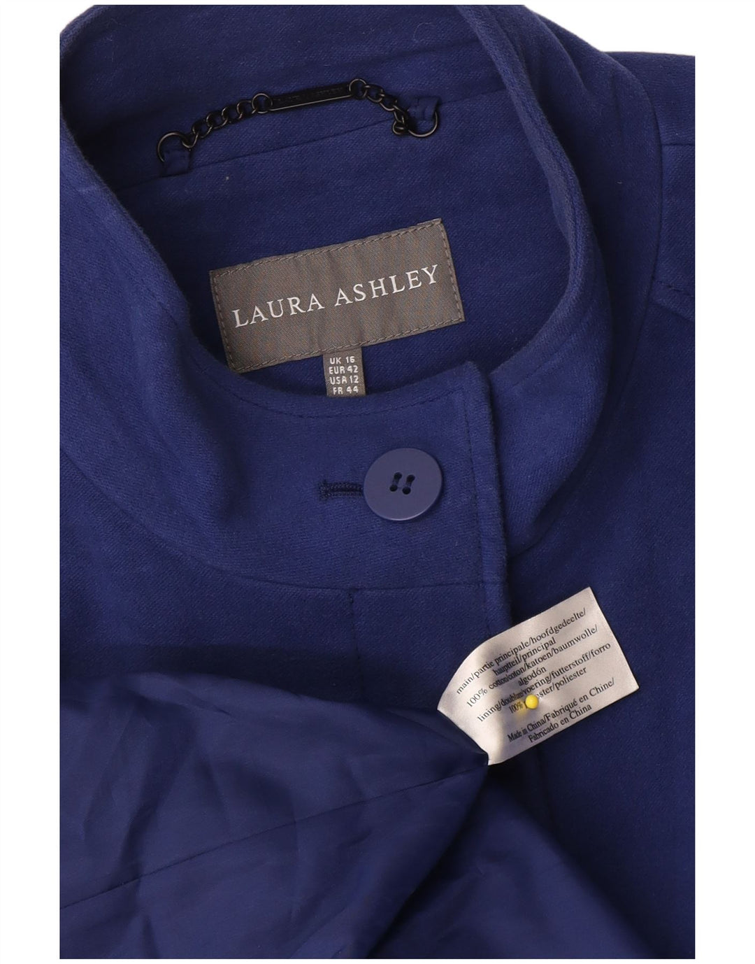 Laura Ashley Womens Overcoat UK 16 Large Navy Blue Cotton