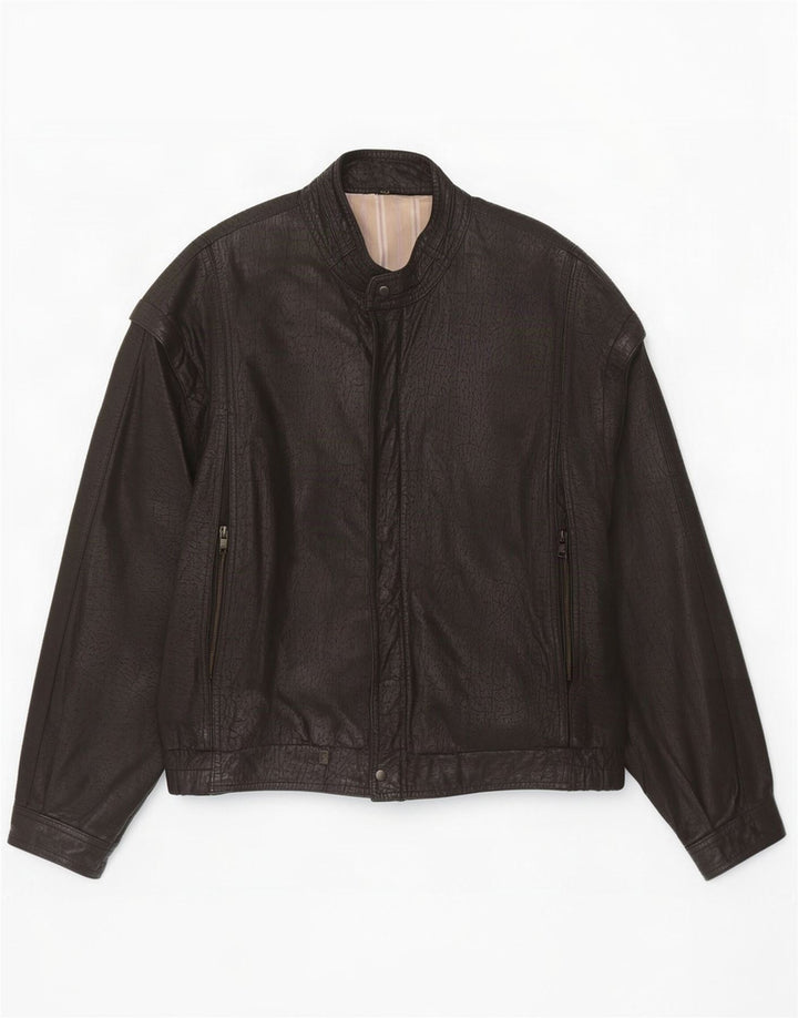 Chaqueta de cuero vintage para hombre IT 52 XL Negro