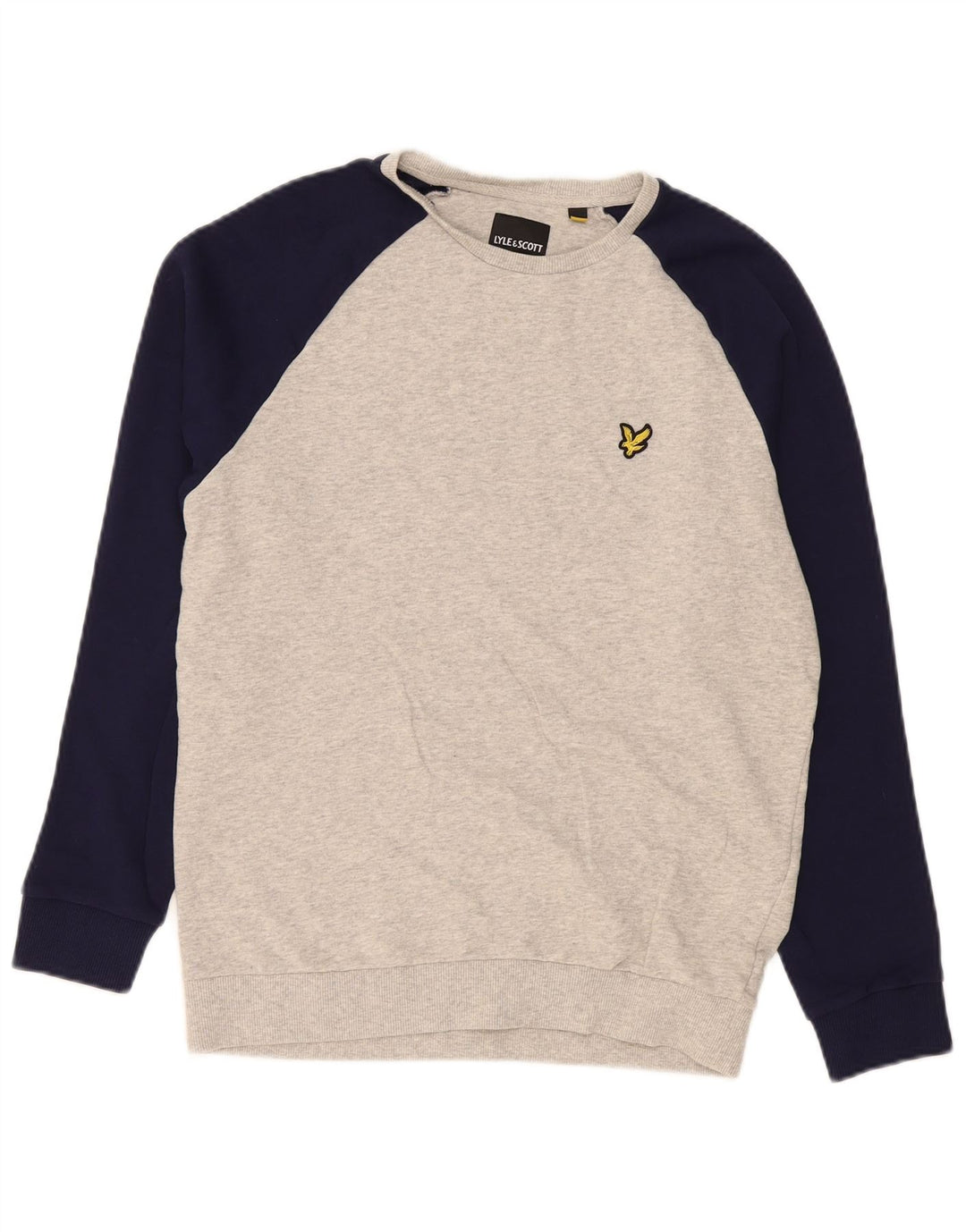 Lyle & Scott Mens Sweatshirt Jumper Medium Grey Colourblock Cotton