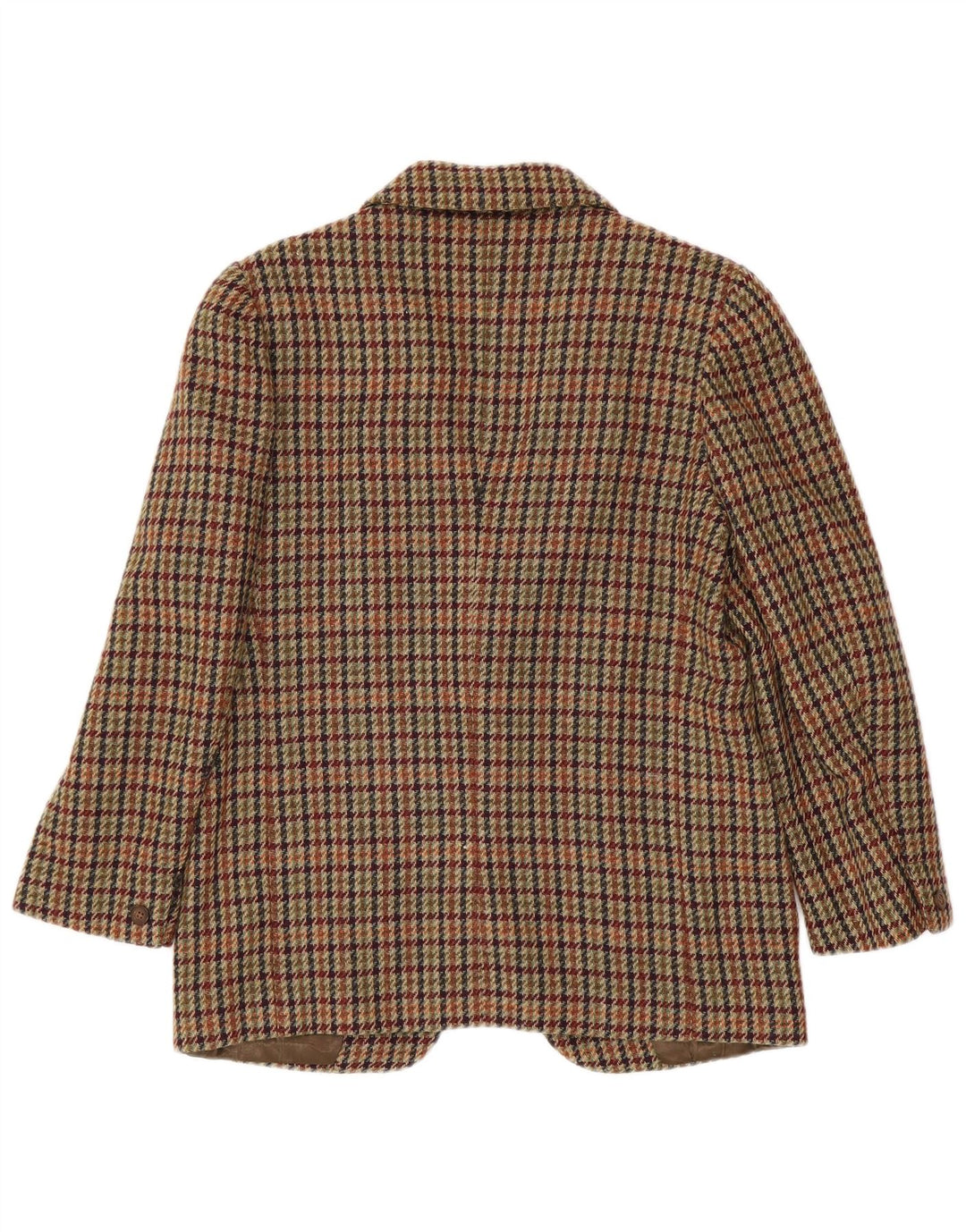 Vintage Womens 1 Button Blazer Jacket IT 42 Medium Brown Houndstooth Wool