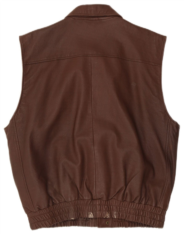 John F Gee Gilet en cuir pour homme UK 38 Marron moyen