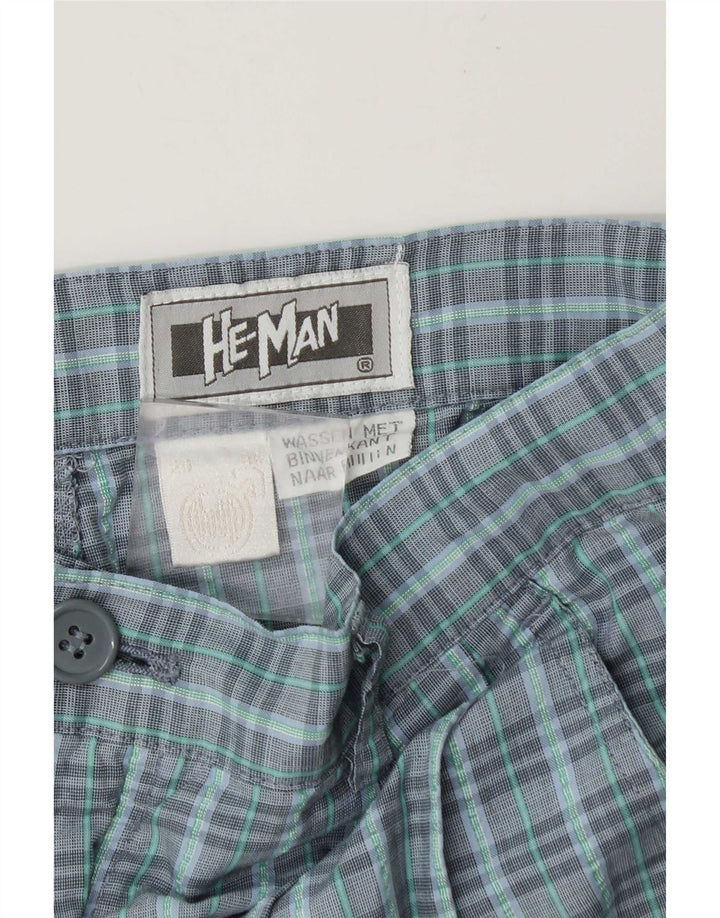 Vintage Mens Pegged Chino Trousers W29 L31 Blue Check Polyester