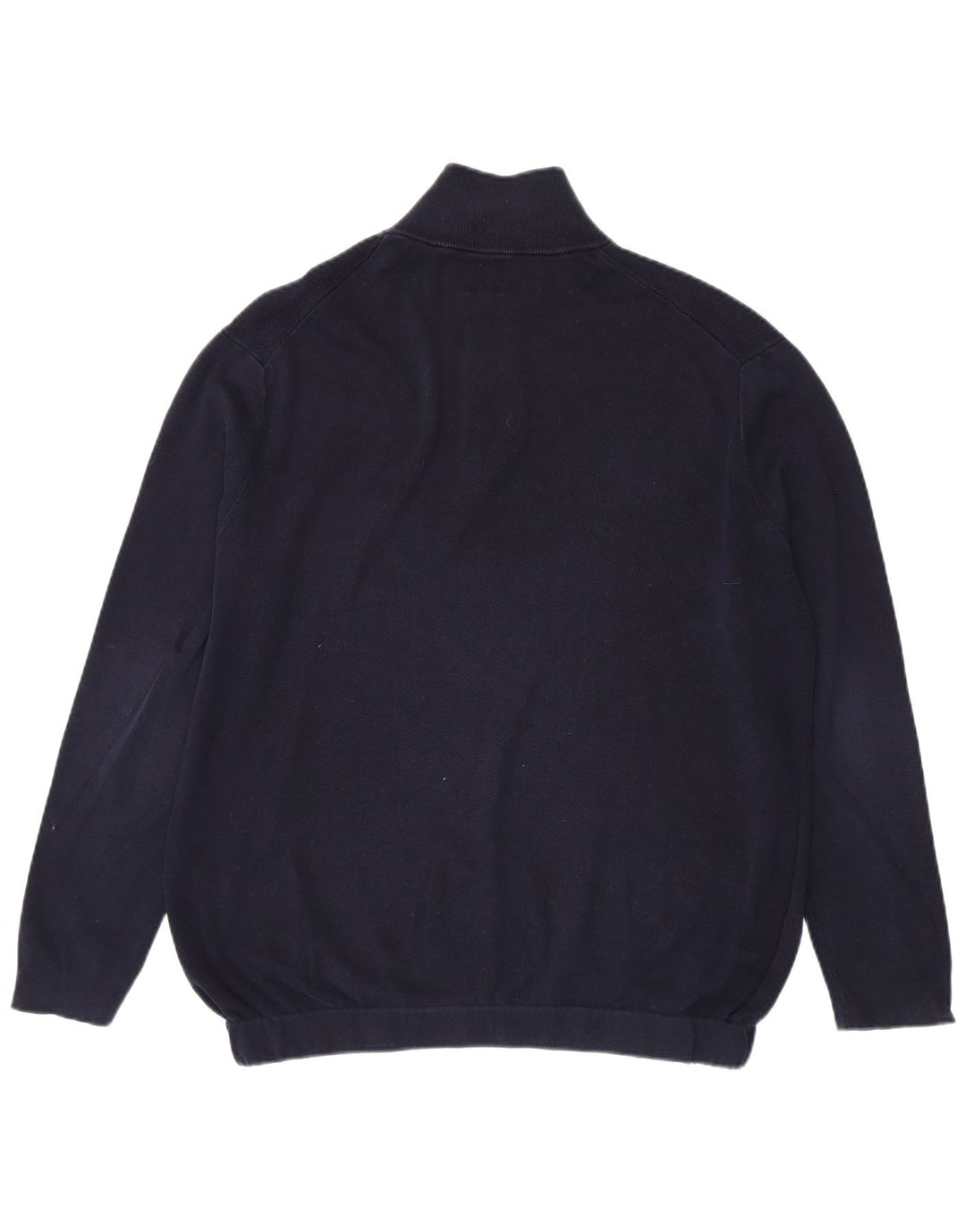 Zara Mens Zip Neck Jumper Sweater Large Navy Blue Cotton