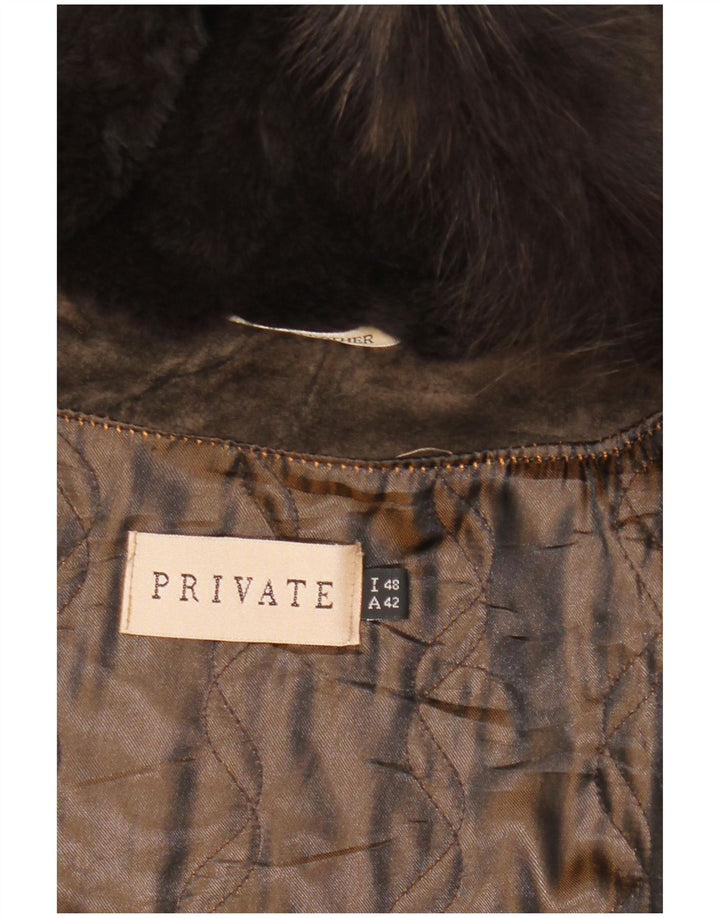 Private Womens Hooded Suede Jacket IT 48 XL Brown