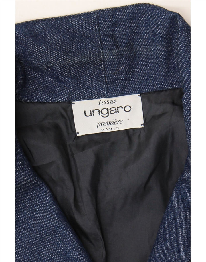 Ungaro Womens 3/4 Sleeve 4 Button Blazer Jacket UK 16 Large Navy Blue