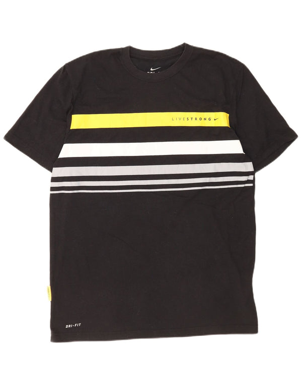 Nike Mens Dri Fit T-Shirt Top Large Black Colourblock Polyester