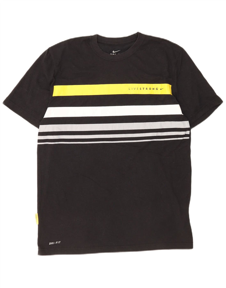 Nike Mens Dri Fit T-Shirt Top Large Black Colourblock Polyester