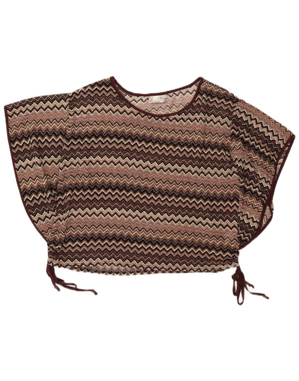 Mizumi Womens Batwing Oversized Bluse Top UK 10 Kleines braunes Chevron