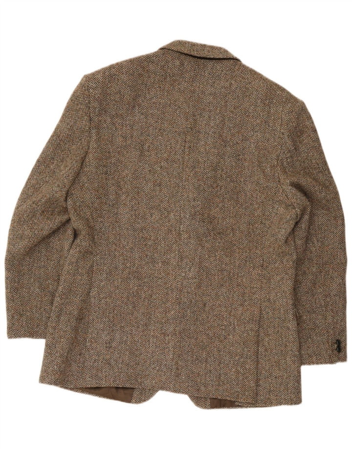 Harris Tweed Mens 2 Button Blazer Jacket UK 44 XL Brown Wool