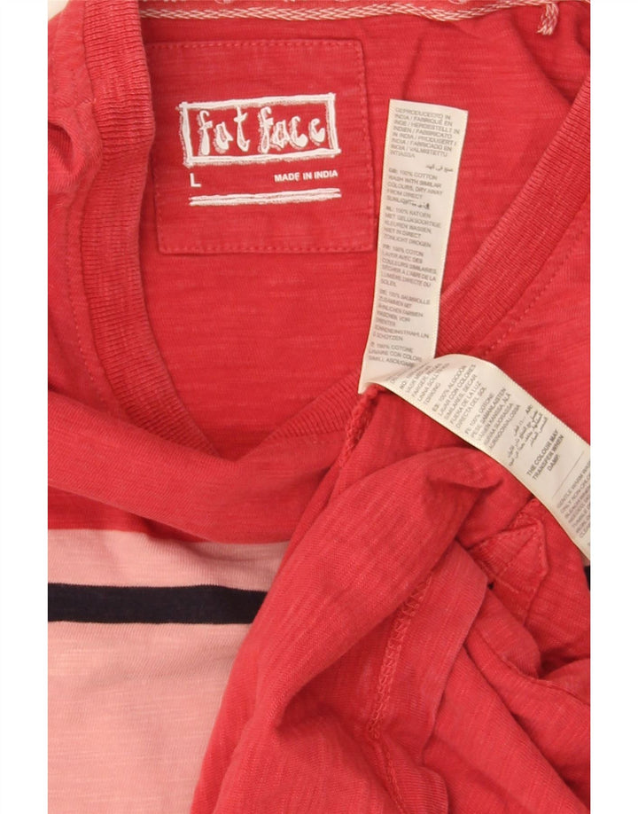 Fat Face Mens T-Shirt Top Large Red Colourblock Cotton