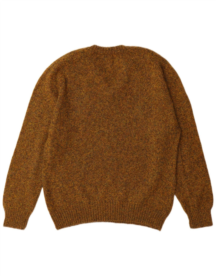 Vintage Mens V-Neck Jumper Sweater Large Khaki Flecked Wool
